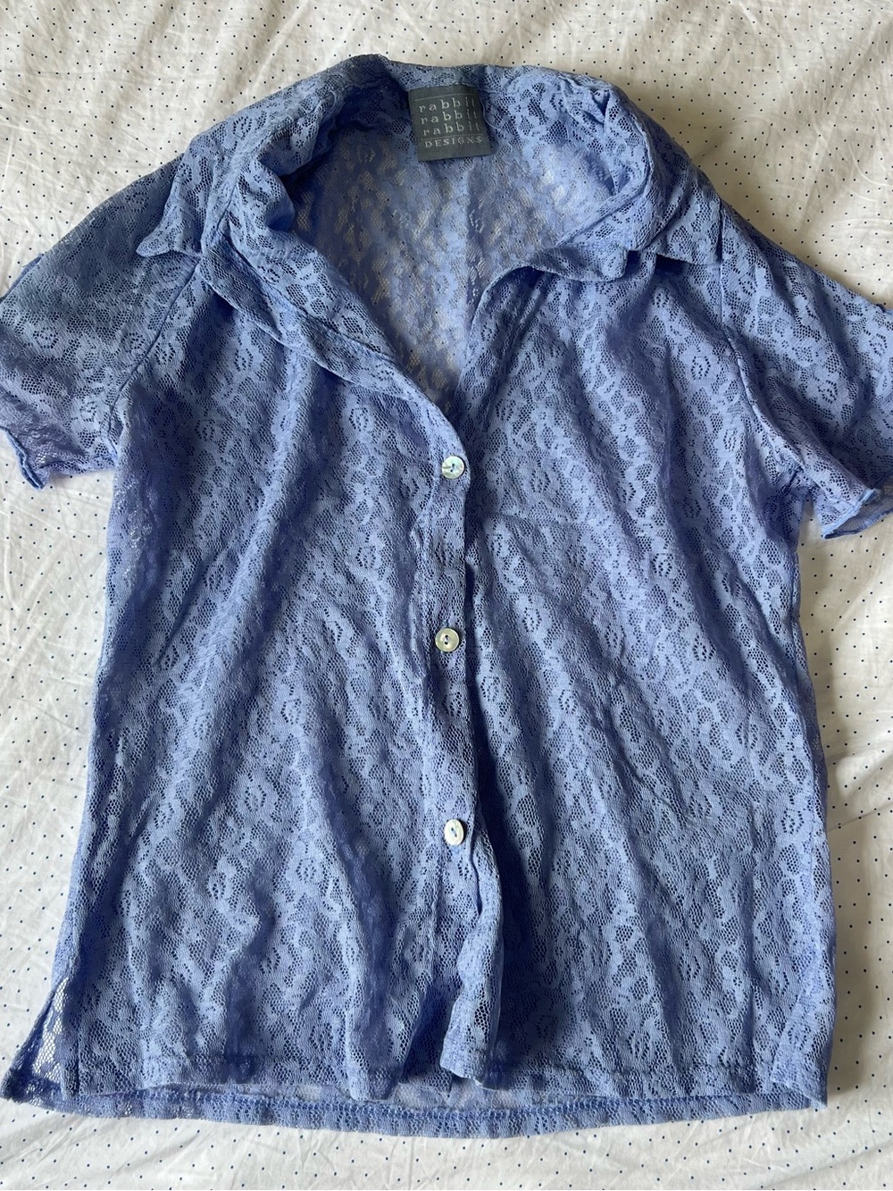 Rabbit Rabbit Rabbit Lavender Lace Button-Front Blouse